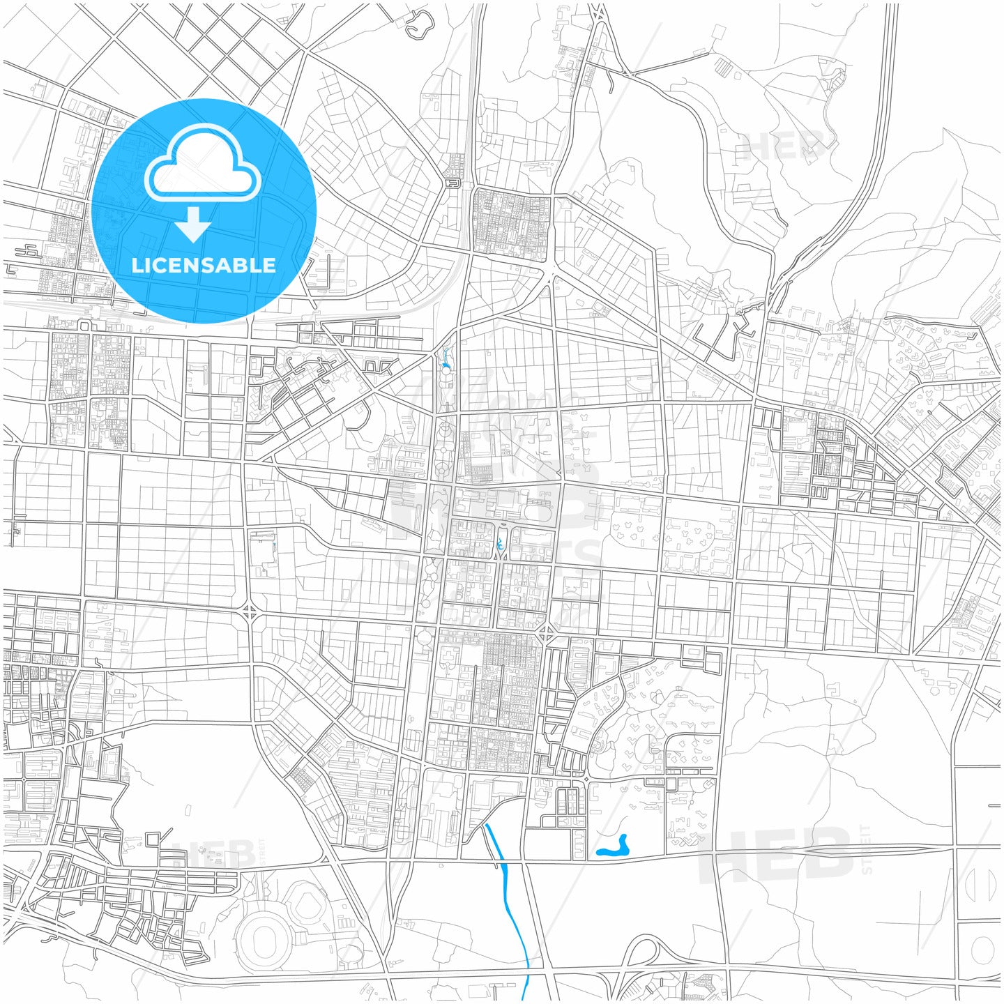 Incheon, South Korea, city map with high quality roads.