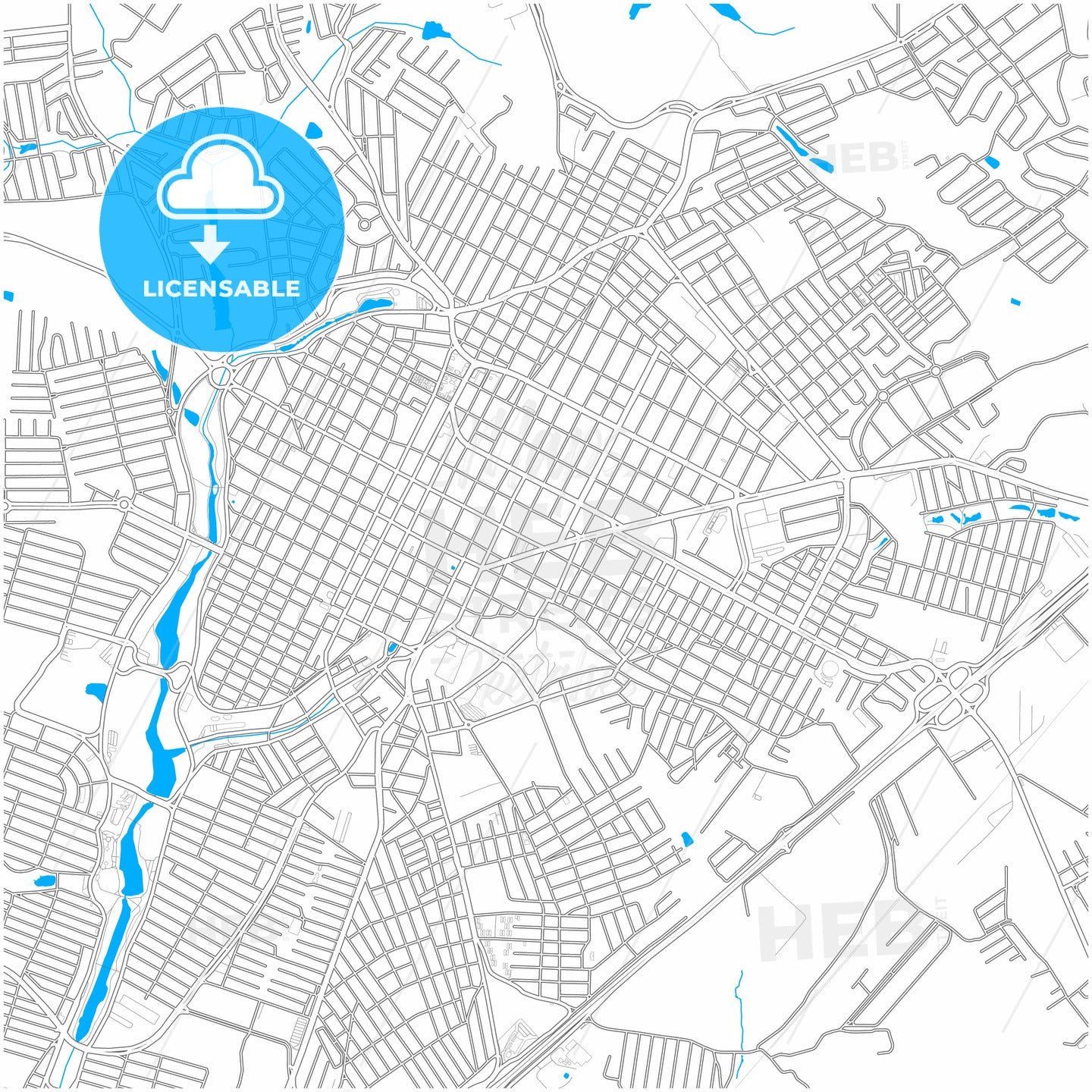 Indaiatuba, Brazil, city map with high quality roads.