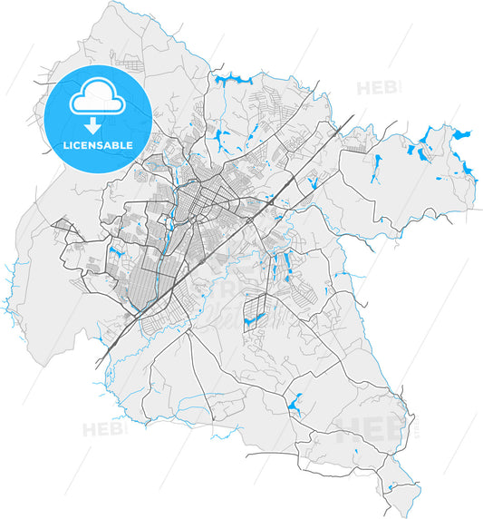 Indaiatuba, Brazil, high quality vector map