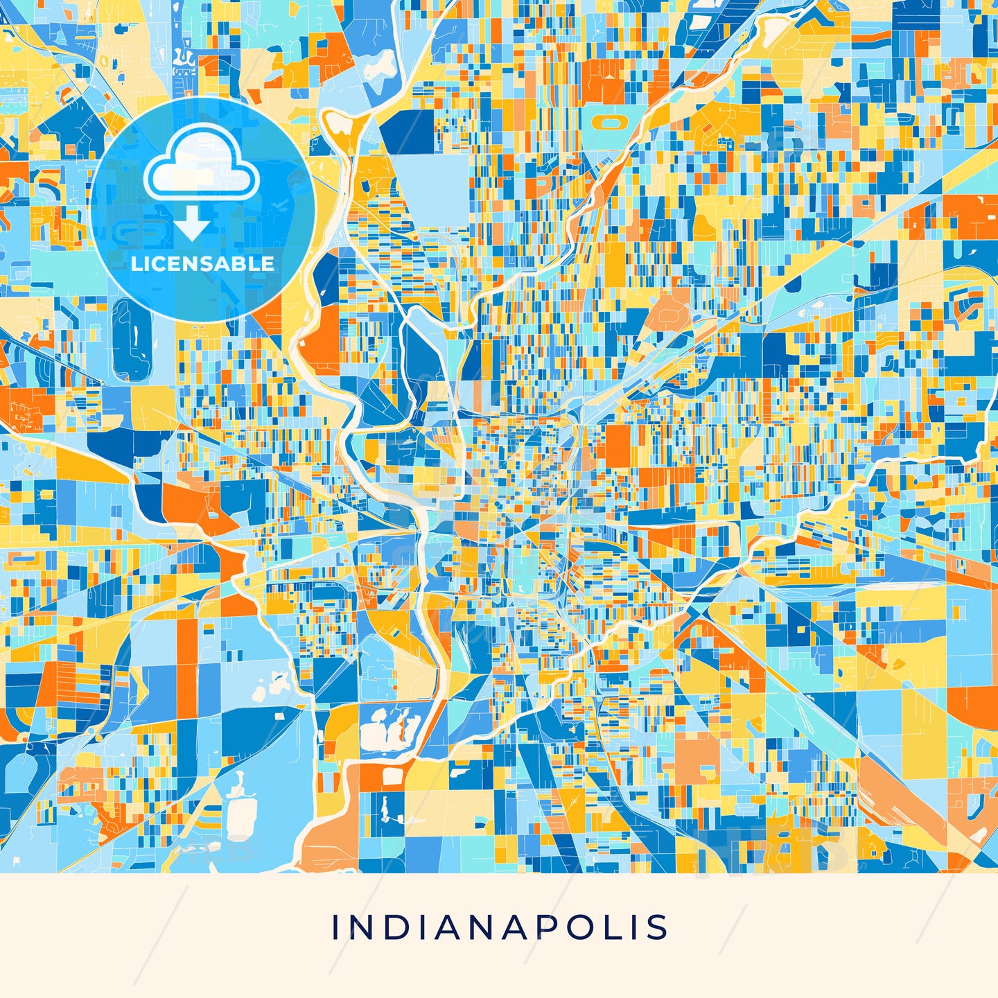 Indianapolis colorful map poster template