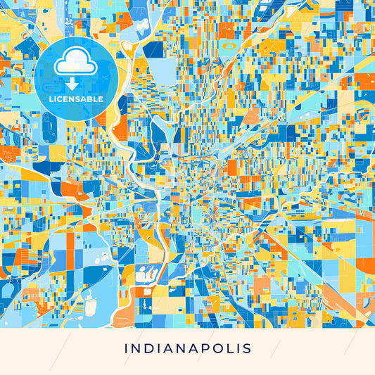 Indianapolis colorful map poster template