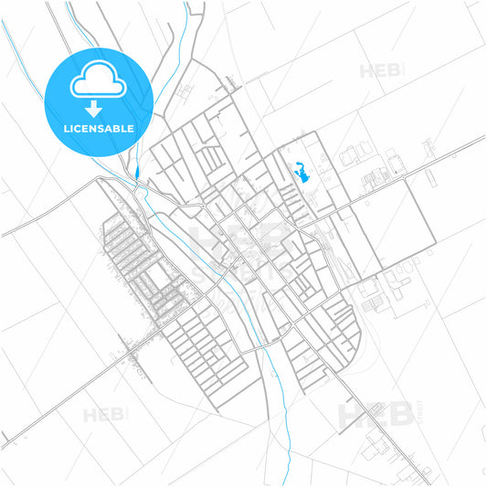 Inđija, Srem, Serbia, city map with high quality roads.