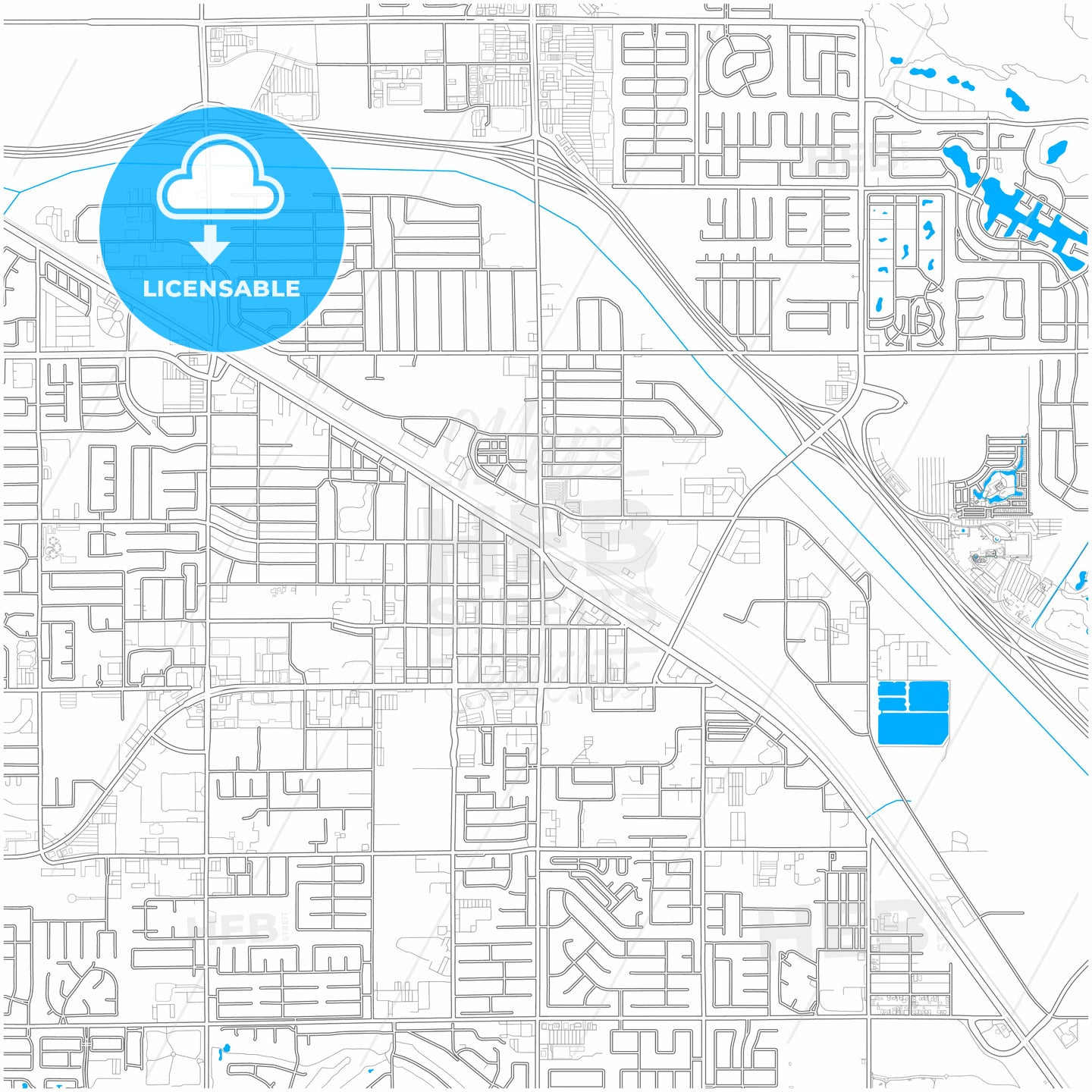 Indio, California, United States, city map with high quality roads.