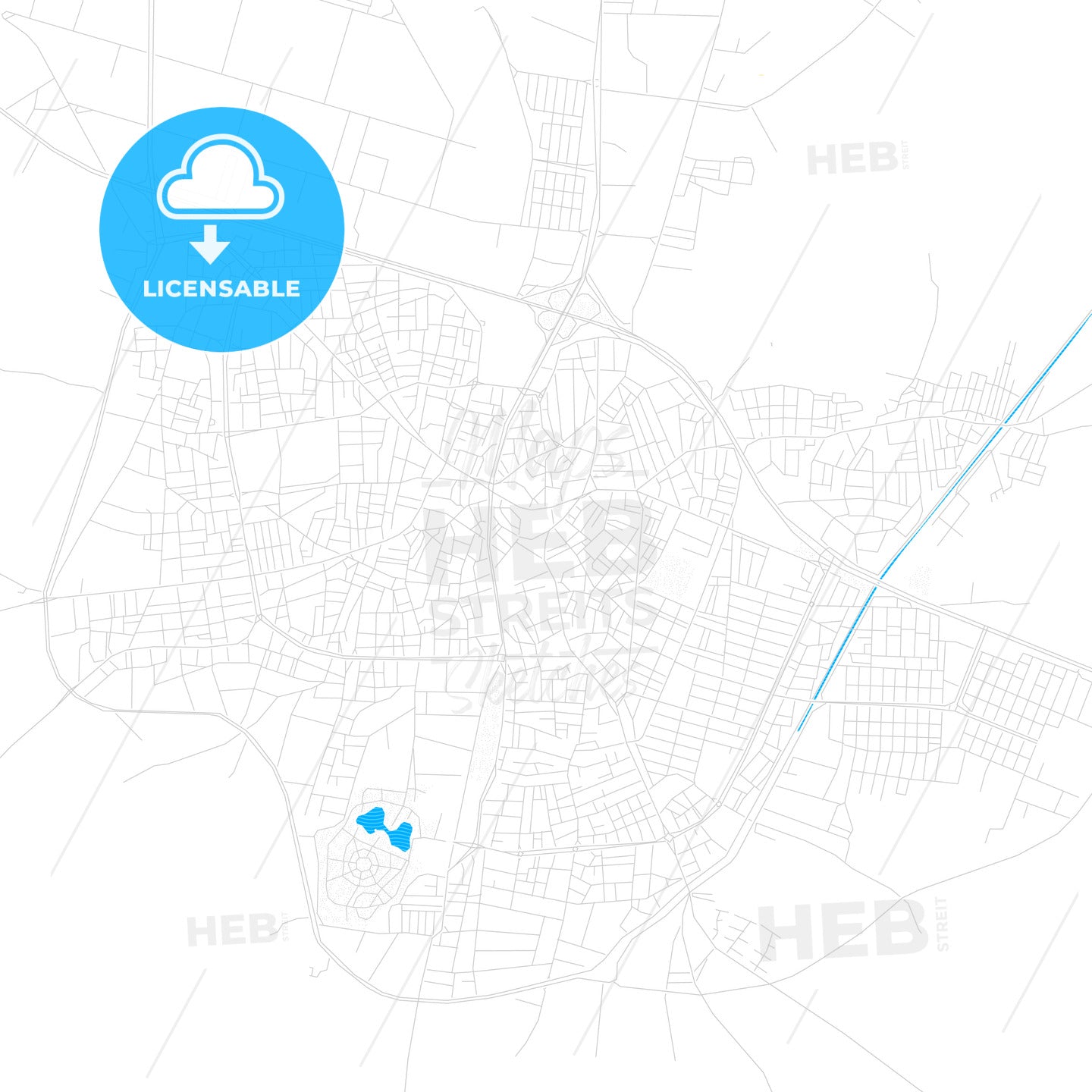 İnegöl, Turkey PDF vector map with water in focus