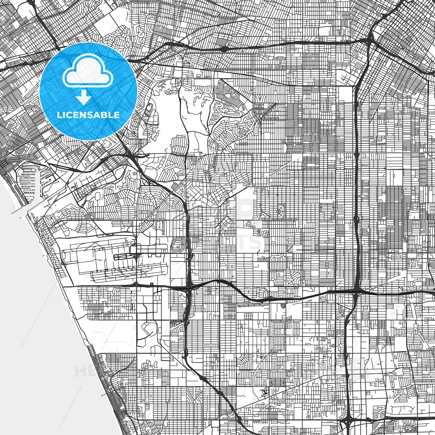 Inglewood, California - Area Map - Light