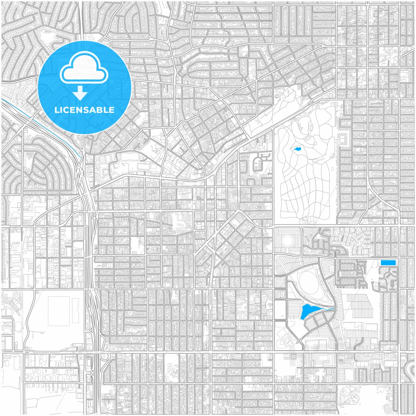 Inglewood, California, United States, city map with high quality roads.