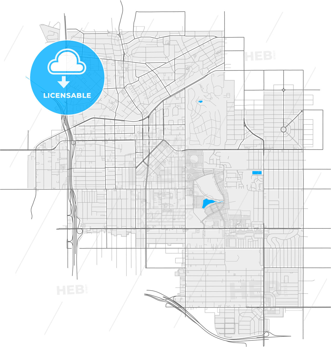 Inglewood, California, United States, high quality vector map