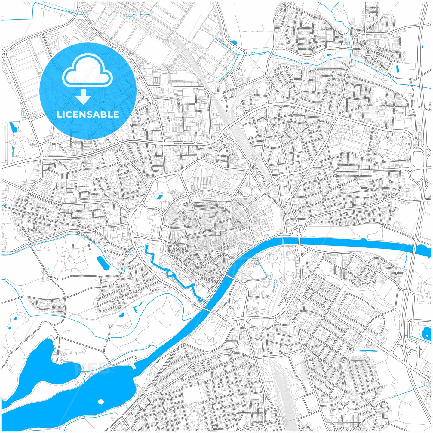 Ingolstadt, Bavaria, Germany, city map with high quality roads.