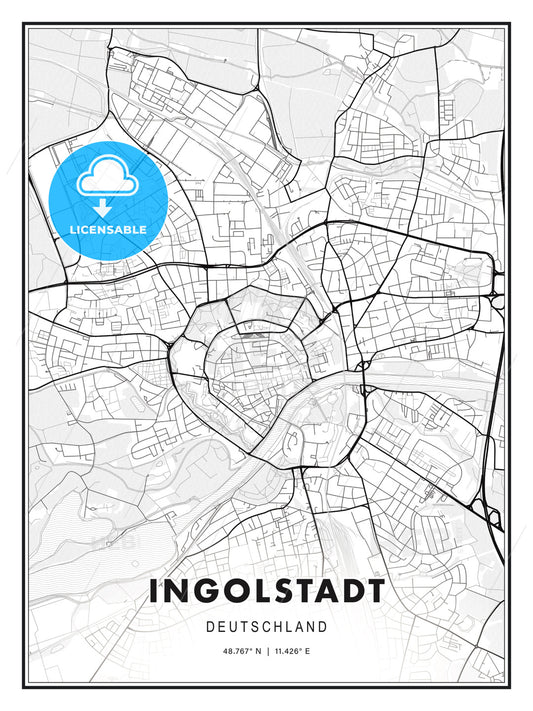 Ingolstadt, Germany, Modern Print Template in Various Formats - HEBSTREITS Sketches