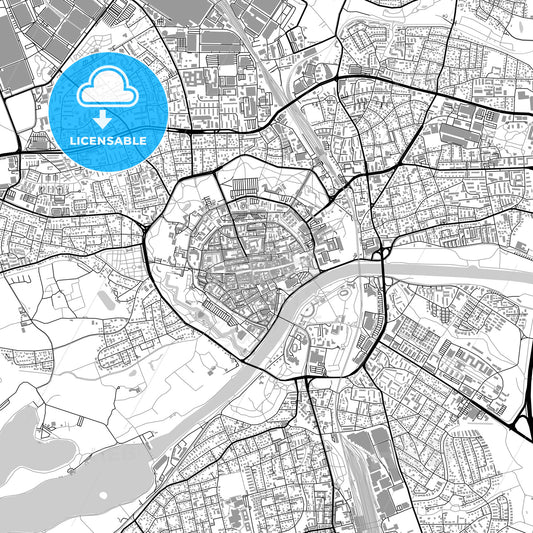 Ingolstadt, Germany, vector map with buildings