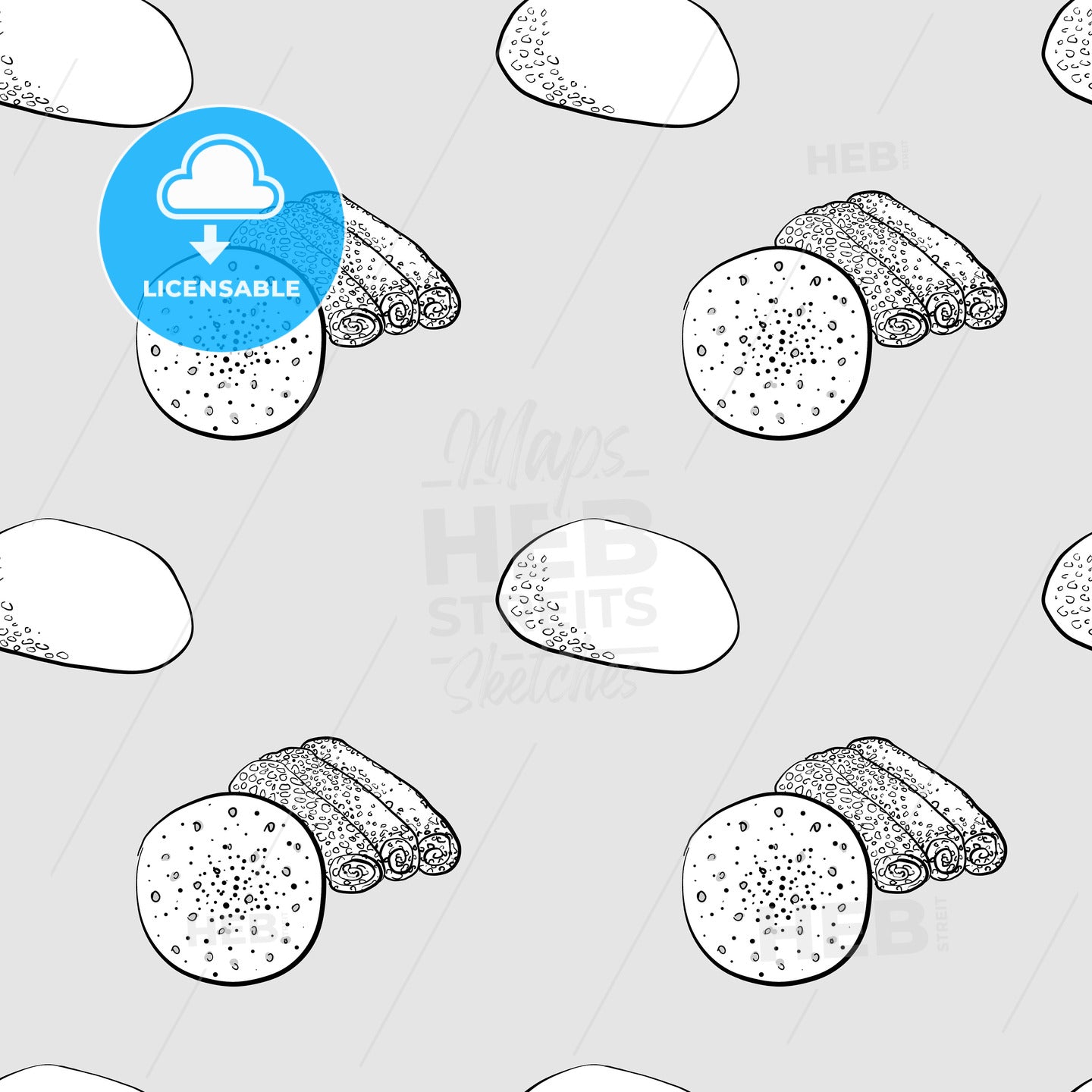 Injera seamless pattern greyscale drawing – instant download