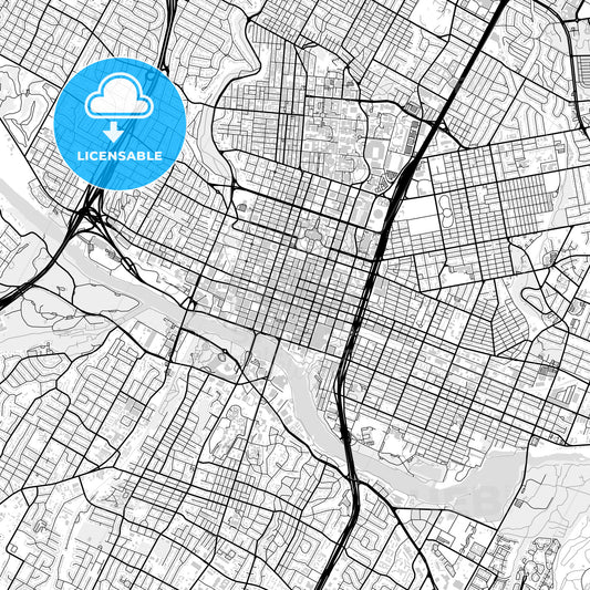 Downtown map of Austin, light