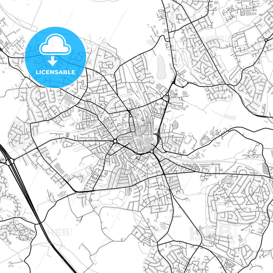 Downtown map of Barnsley, light