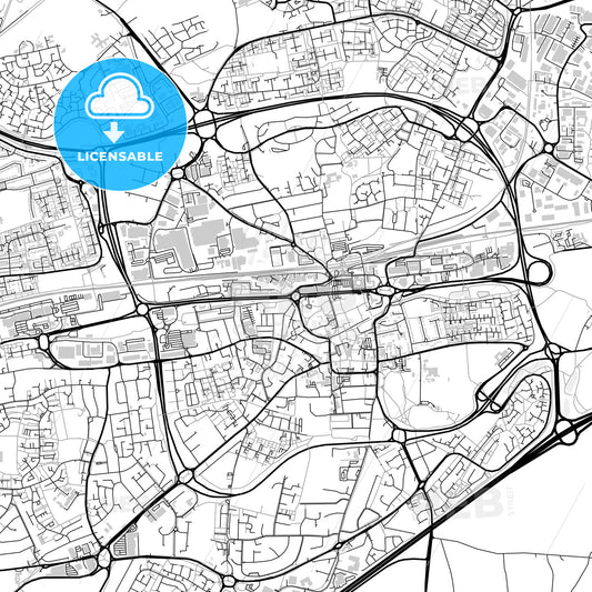 Downtown map of Basingstoke, light