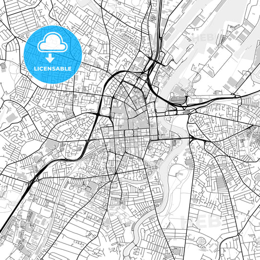 Downtown map of Belfast, light