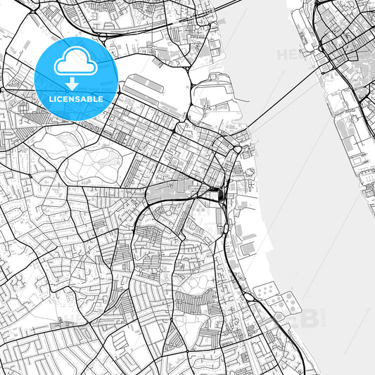 Downtown map of Birkenhead, light