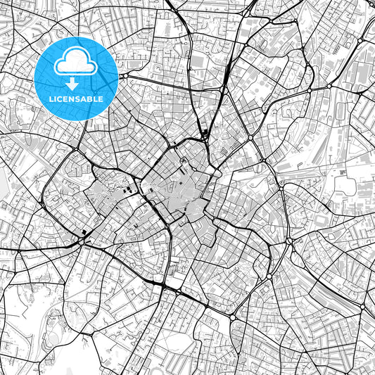 Downtown map of Birmingham, light