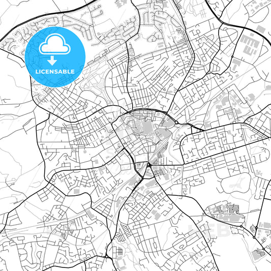 Downtown map of Blackburn, light