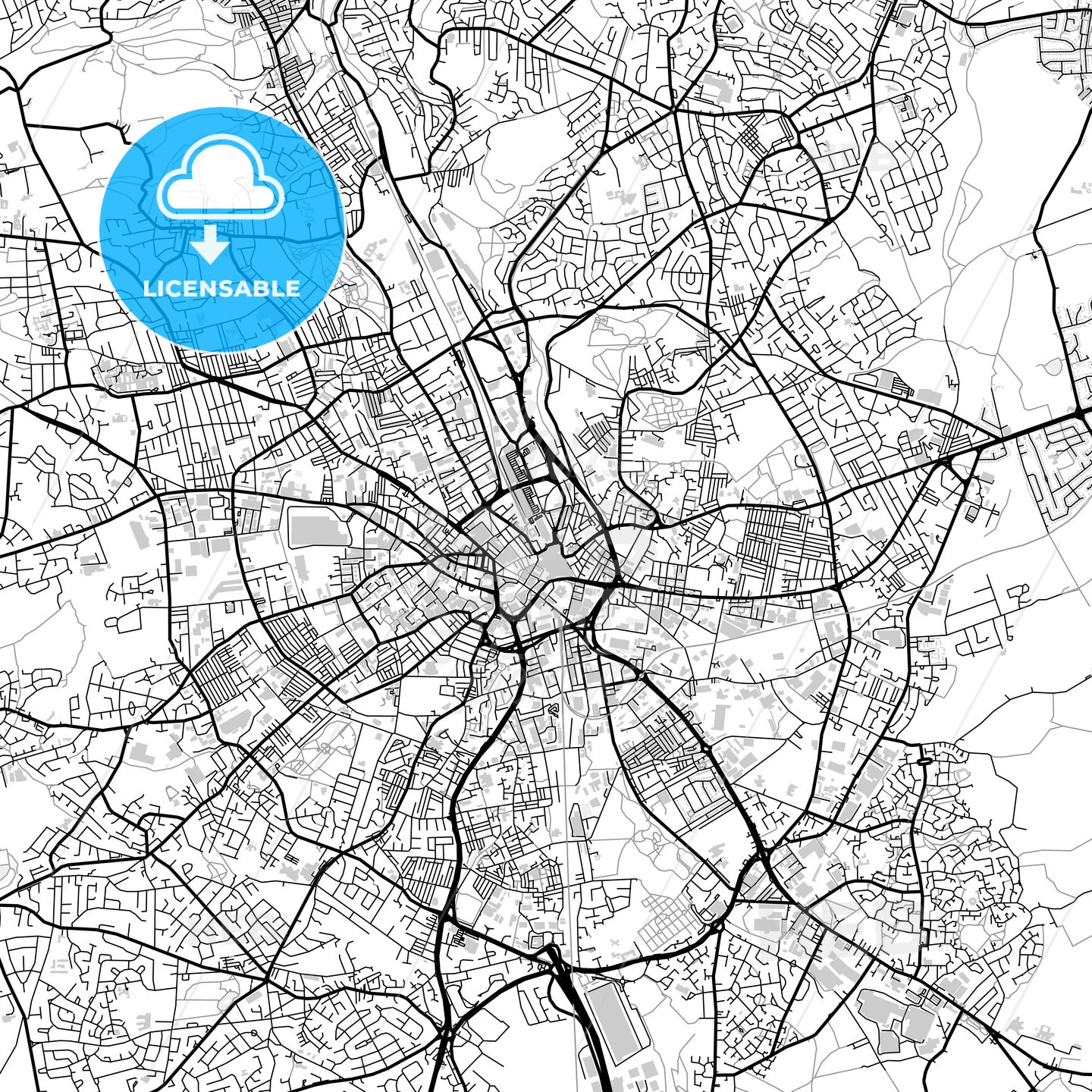 Downtown map of Bradford, light