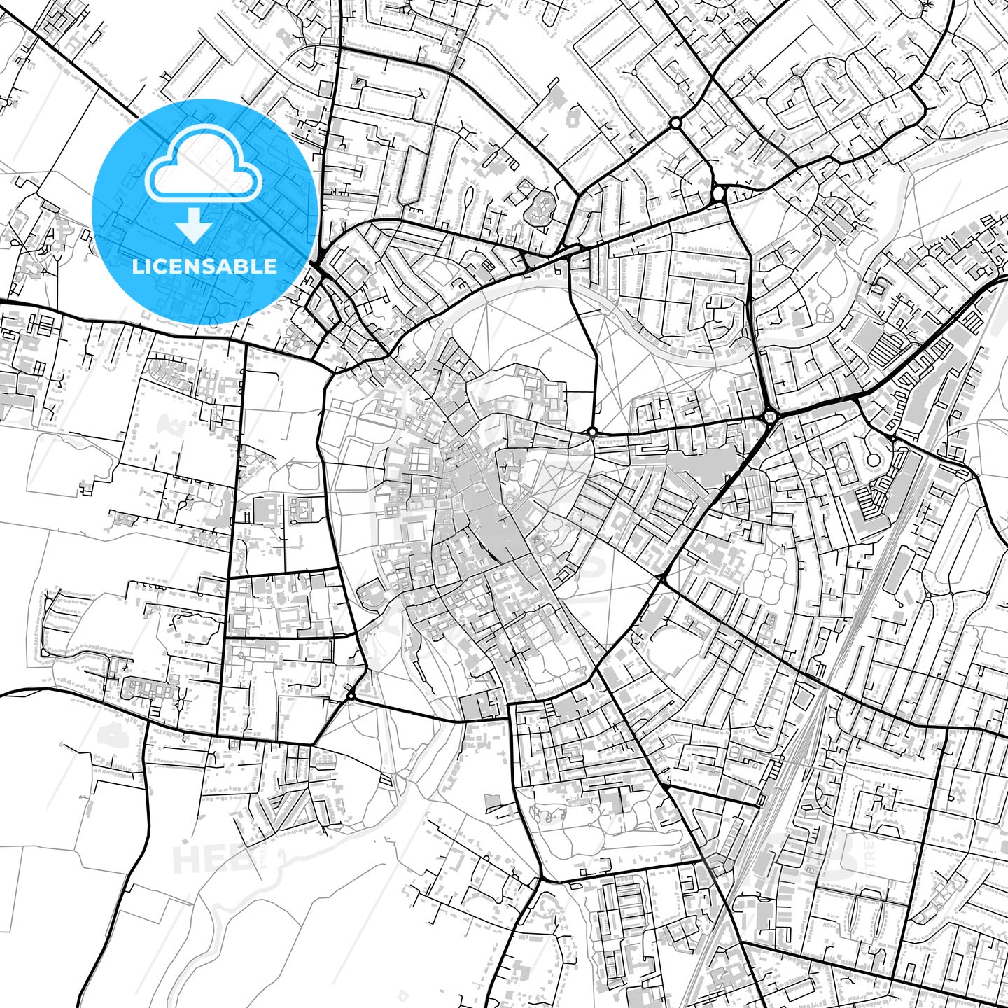 Downtown map of Cambridge, light