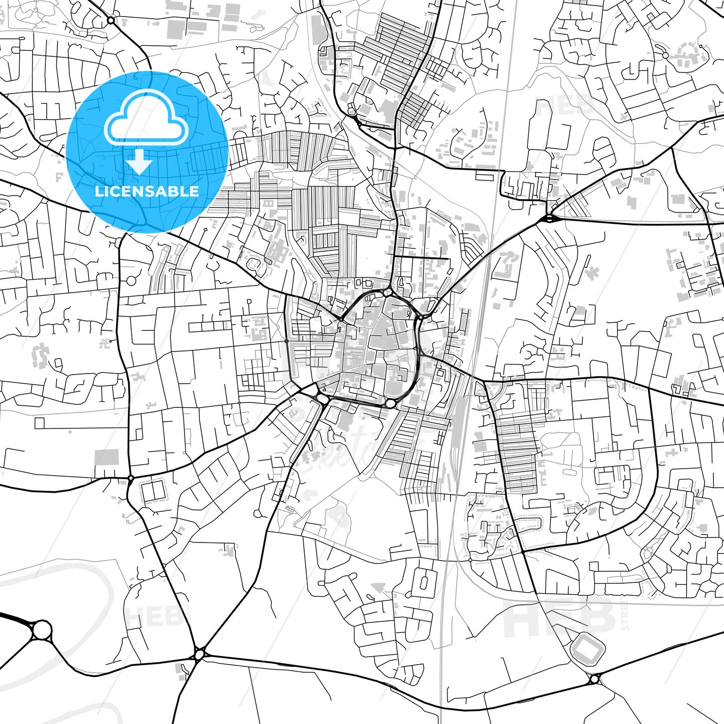 Downtown map of Darlington, light