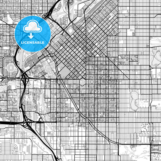 Downtown map of Denver, light