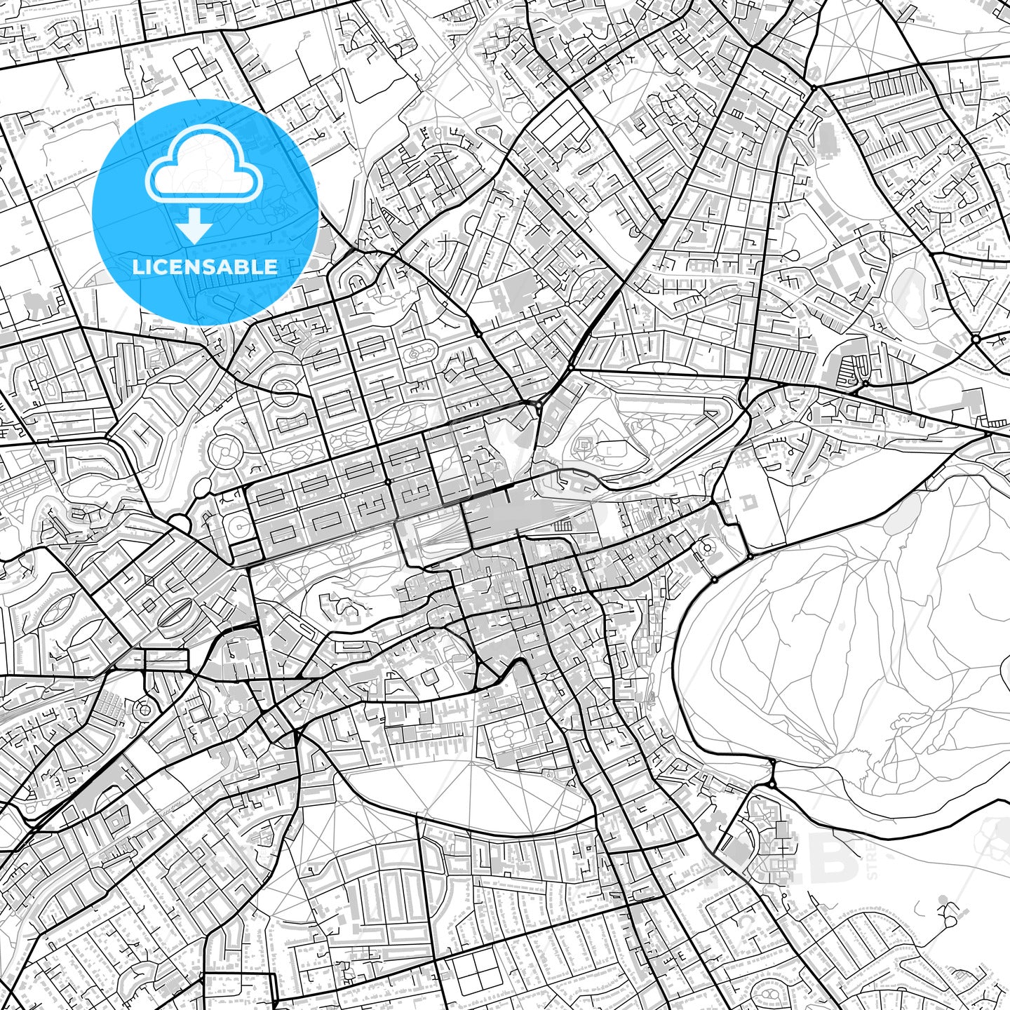 Downtown map of Edinburgh, light