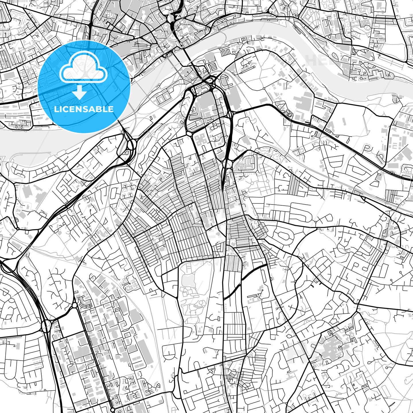Downtown Map Of Gateshead, Light – HEBSTREITS
