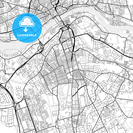 Downtown map of Gateshead, light