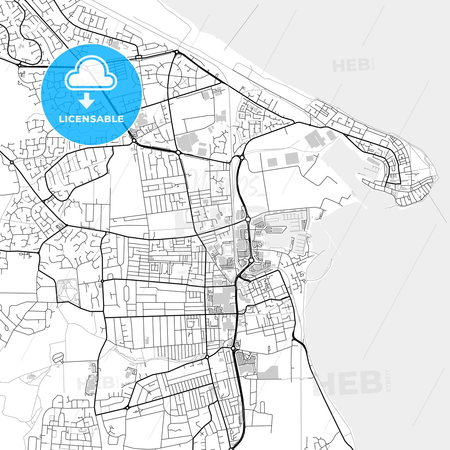 Hartlepool Postcode Map Downtown Map Of Hartlepool, Light – HEBSTREITS