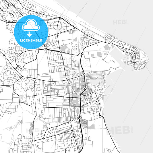 Downtown map of Hartlepool, light
