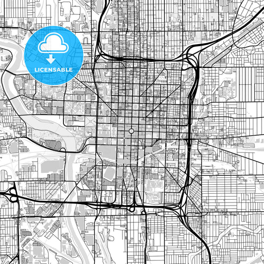 Downtown map of Indianapolis, light