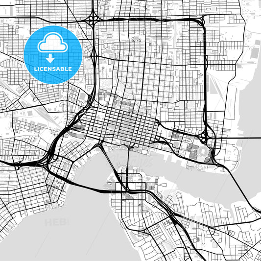 Downtown map of Jacksonville, light