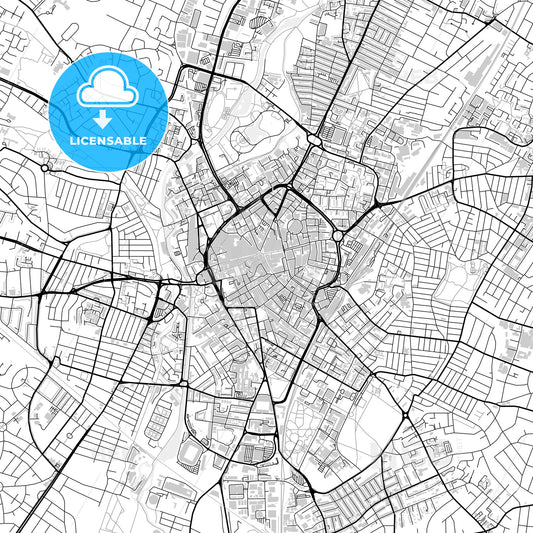 Downtown map of Leicester, light