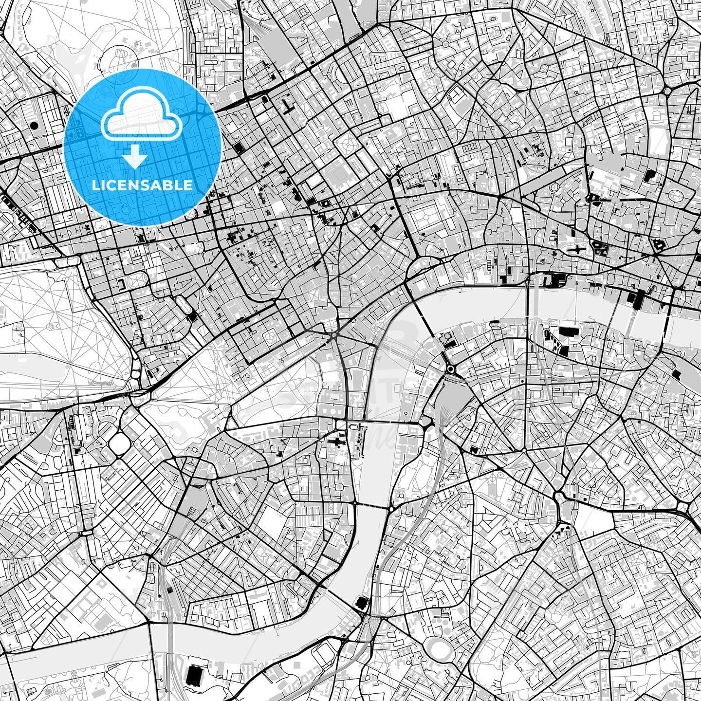 Downtown map of London, light - HEBSTREITS