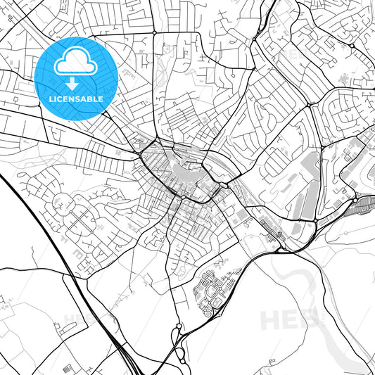 Downtown map of Luton, light