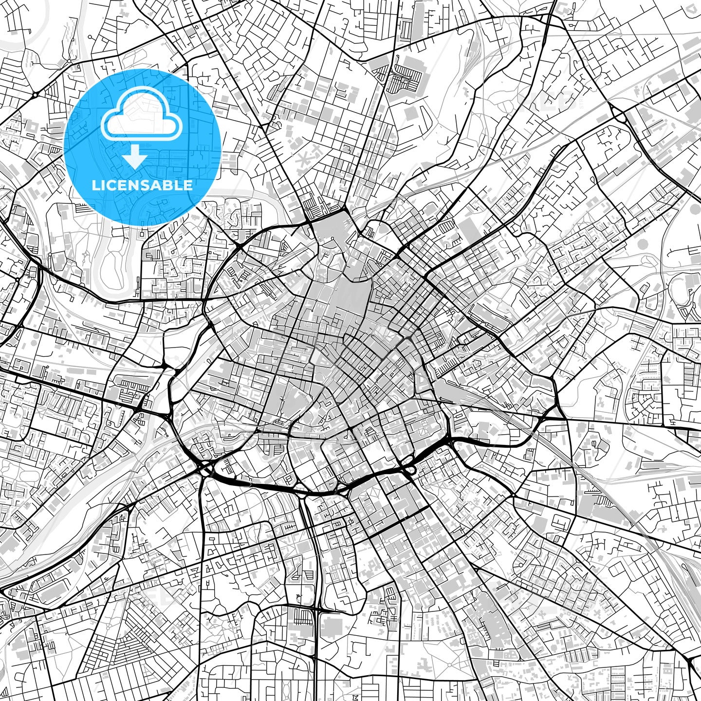 Downtown map of Manchester, light