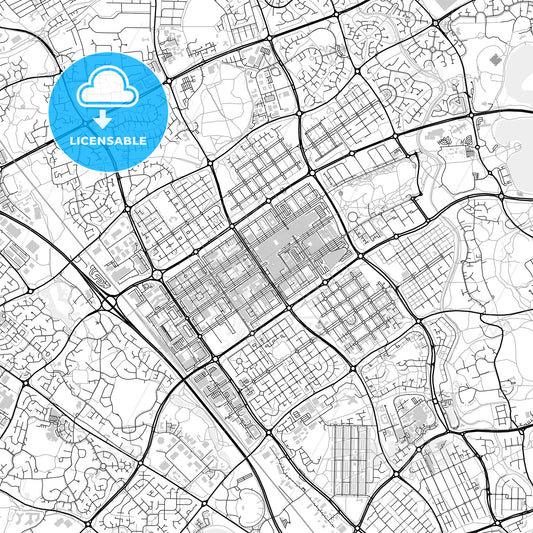 Downtown map of Milton Keynes, light