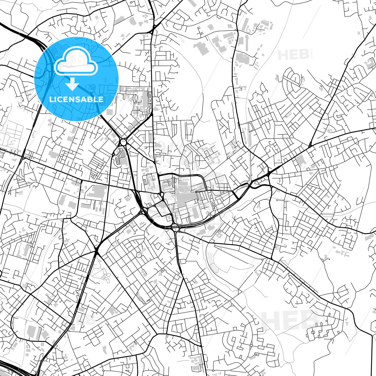 Downtown map of Oldham, light