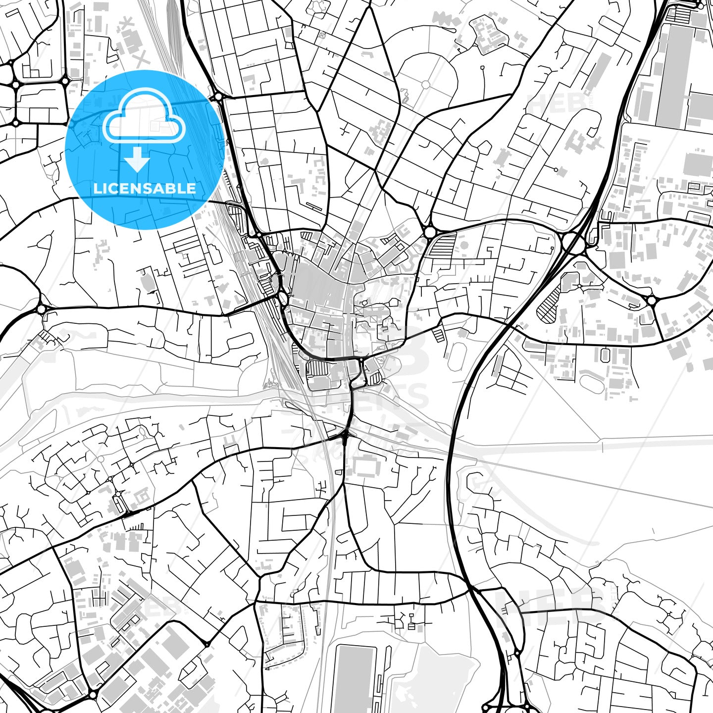Downtown map of Peterborough, light