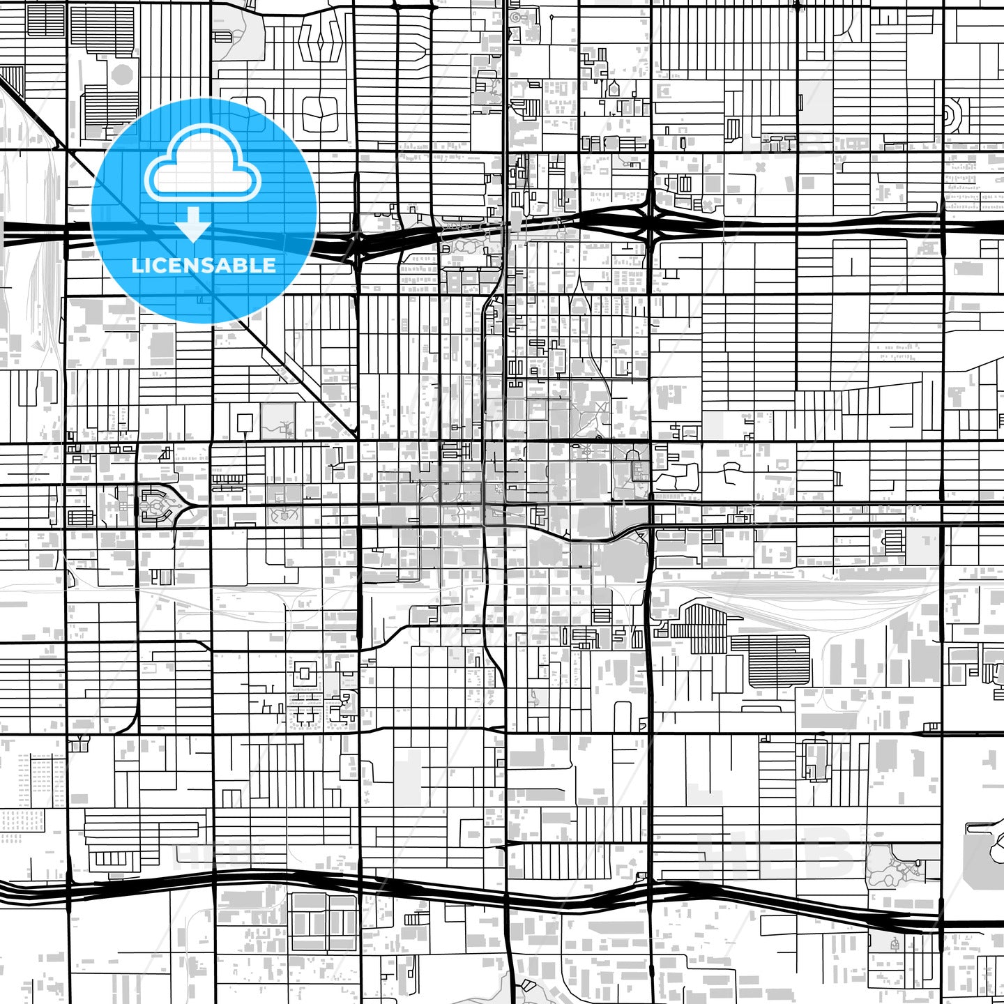 Downtown map of Phoenix, light