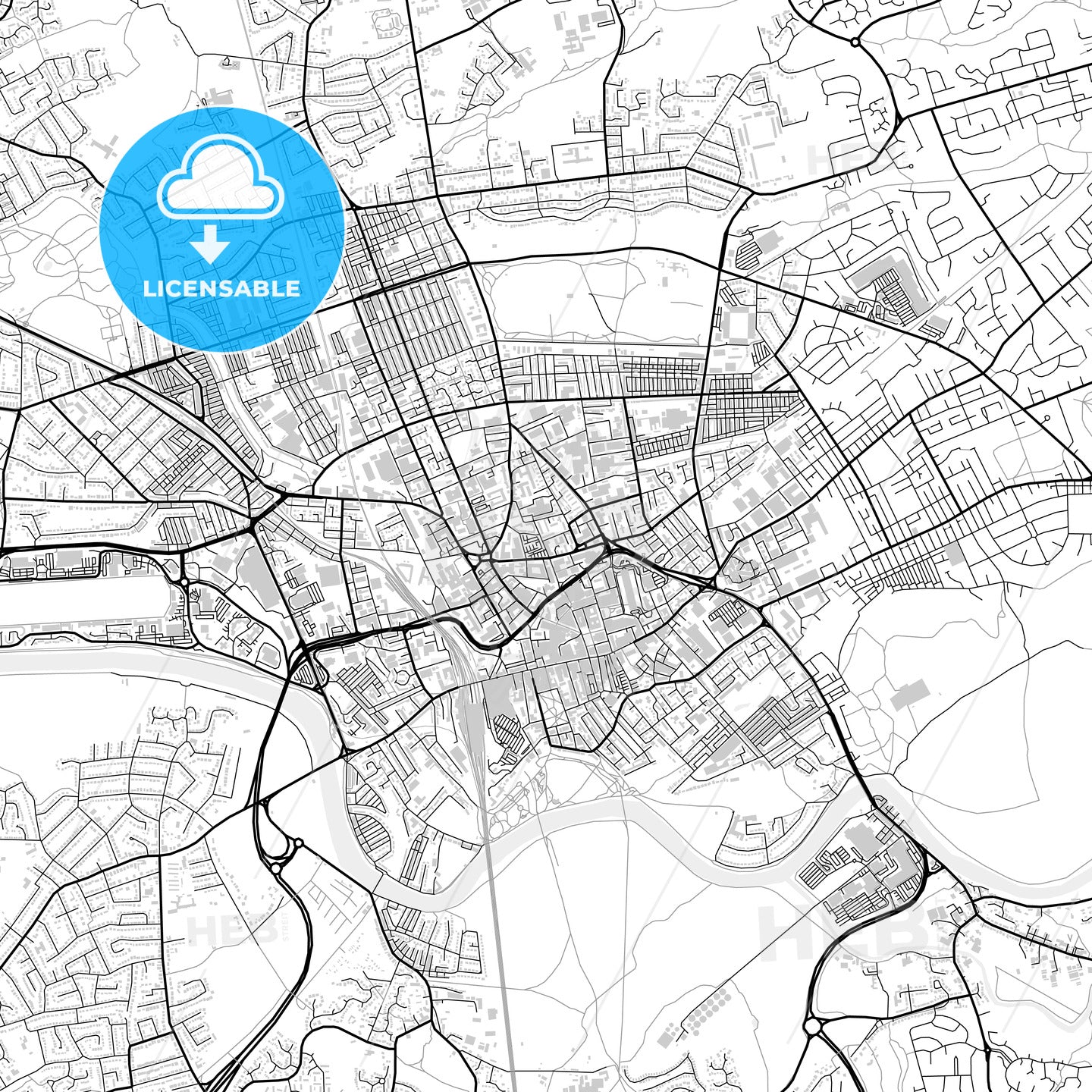 Downtown map of Preston, light