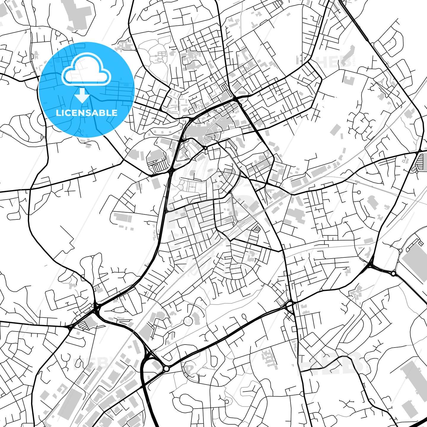 Downtown map of Rochdale, light