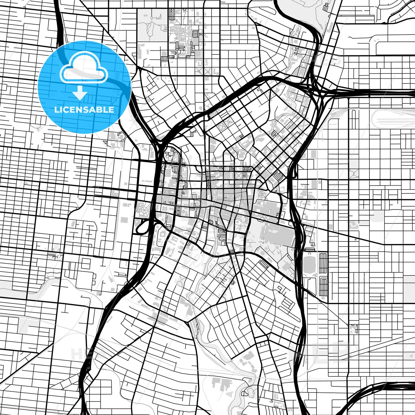 Downtown map of San Antonio, light