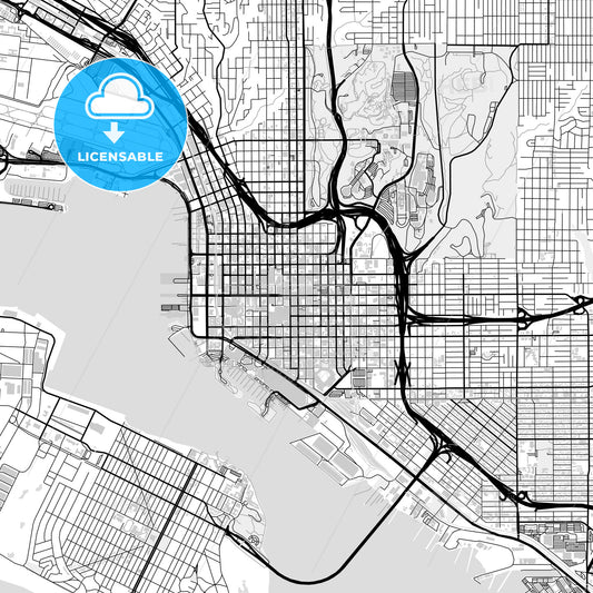 Downtown map of San Diego, light