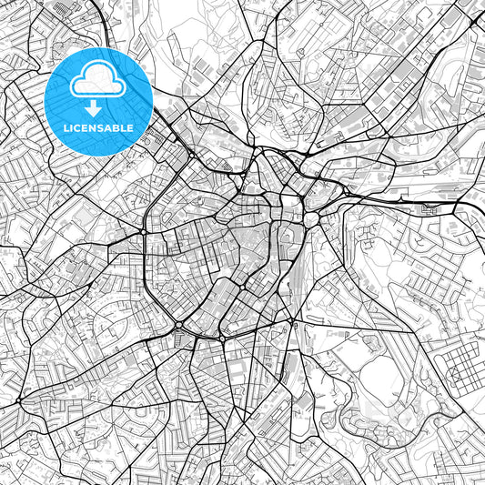 Downtown map of Sheffield, light