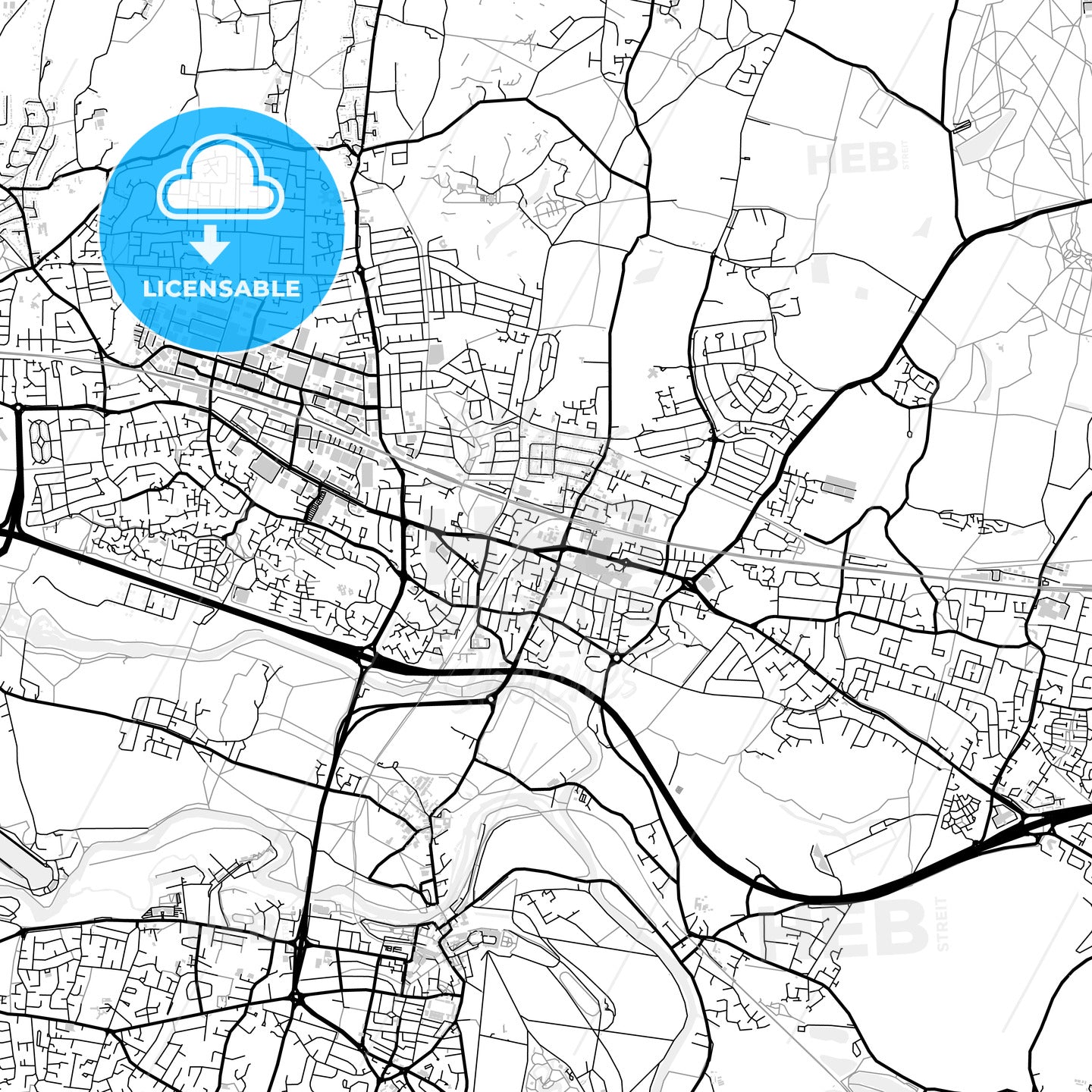 Downtown map of Slough, light