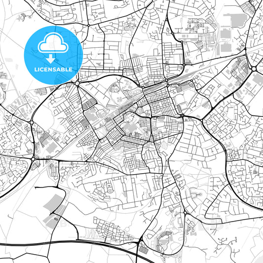 Downtown map of Swindon, light