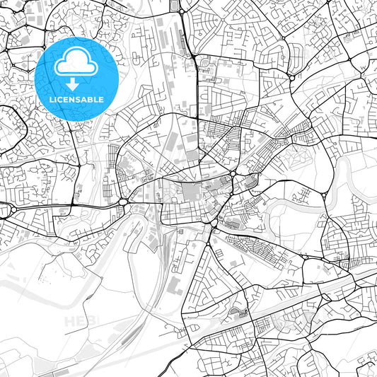 Downtown map of Warrington, light