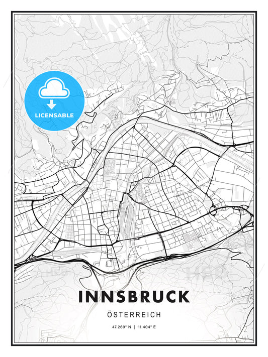 Innsbruck, Austria, Modern Print Template in Various Formats - HEBSTREITS Sketches